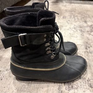 Sorel Black Duck Boots Women’s Size 10 Waterproof Lace-Up Winter Boots